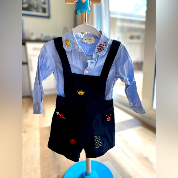 Gucci Other - Gucci romper and shirt with embroidery size 9/12 months.
